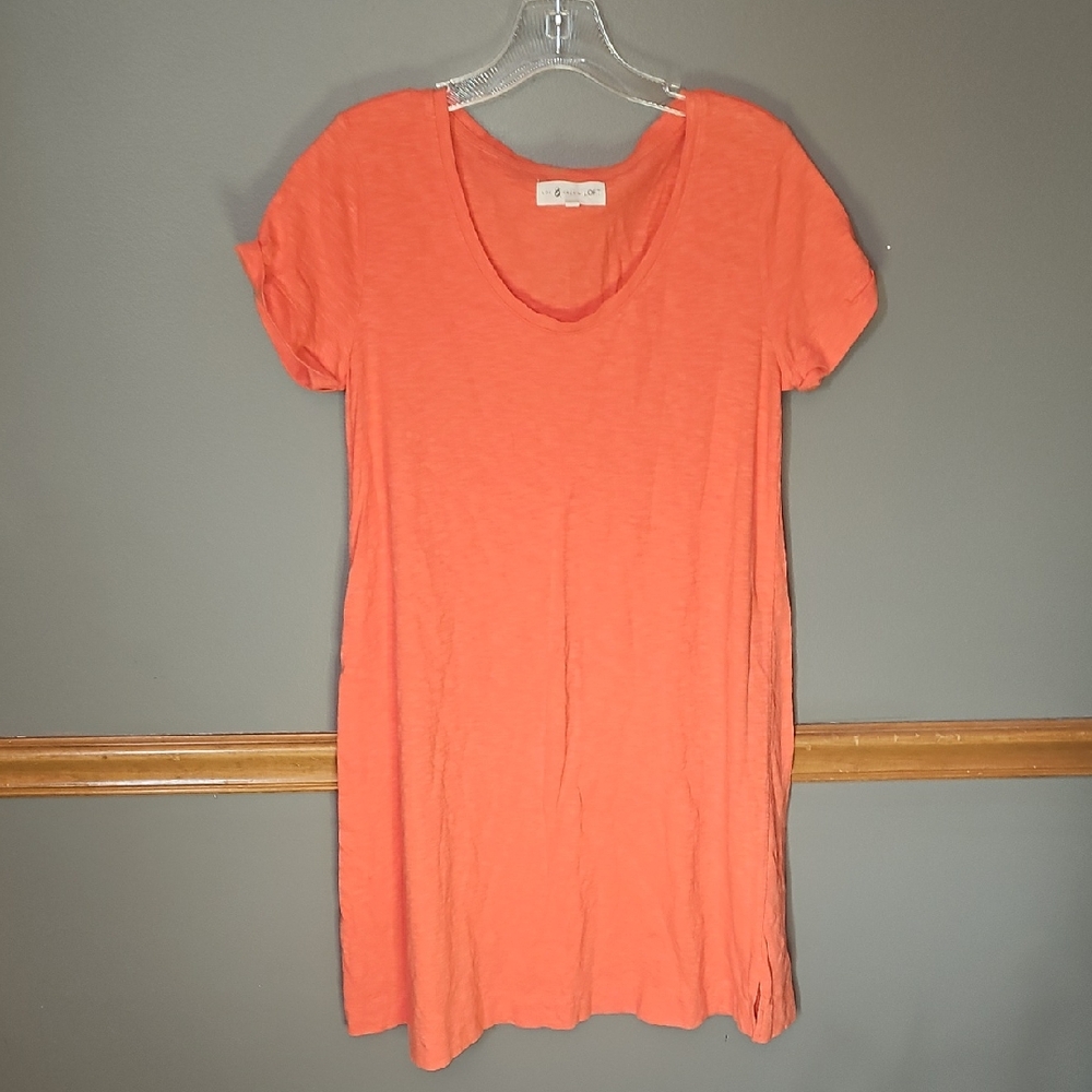 Vibrant Orange Short Sleeve Tee Dress